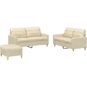 vidaXL Ensemble de canapés 3 pièces avec coussins Crème Tissu