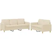 vidaXL Ensemble de canapés 2 pièces avec coussins Crème Tissu