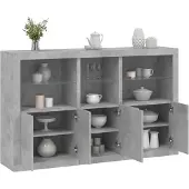 vidaXL Sideboard avec lampes LED gris béton 162x37x100 cm