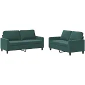 vidaXL Ensemble de canapés 2 pièces avec coussins vert foncé velours