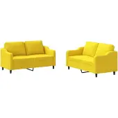vidaXL Ensemble de canapés 2 pièces avec coussins Tissu jaune clair