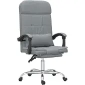 vidaXL Chaise de bureau avec fonction massage Gris clair Tissu