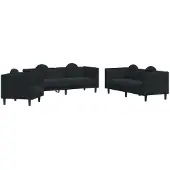 vidaXL Ensemble de canapés 3 pièces avec coussins Noir velours