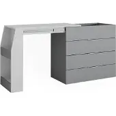 Vicco Table de bricolage Iva Gris 98.5-167.5 x 80 x 47 cm dépliable, 4 tiroirs, Model 47676
