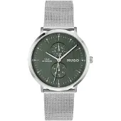 HUGO Style Montre argentée à cadran vert