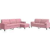 vidaXL Ensemble de canapés 3 pièces avec coussins et traversins Rose velours