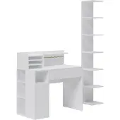 Vicco Bureau Blanc 2 parties, avec bibliothèque, Model 41631