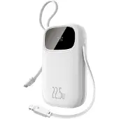 Baseus Batterie externe 20000 mAh EnerFill FC31, 22,5 W, USB-C, Lightning, USB-A, câbles intégrés, affichage LED, blanc