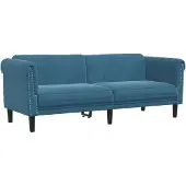 vidaXL Canapé 3 places bleu velours