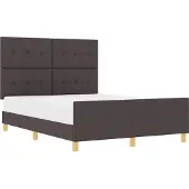 vidaXL Cadre de lit avec tête de lit brun foncé 140 x 190 cm Tissu