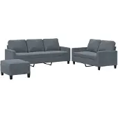 vidaXL Ensemble de canapés 3 pièces avec coussins gris foncé velours