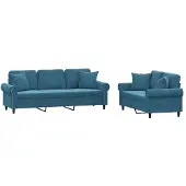 vidaXL Ensemble de canapés 2 pièces avec coussins bleu velours