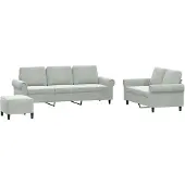 vidaXL Ensemble de canapés 3 pièces avec coussins gris clair velours