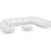vidaXL Ensemble salon de jardin 11 pièces pin massif blanc