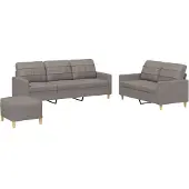 vidaXL Ensemble de canapés 3 pièces avec coussins Tissu Taupe