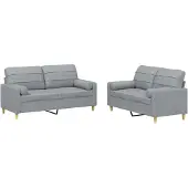 vidaXL Ensemble de canapés 2 pièces avec coussins Tissu gris clair