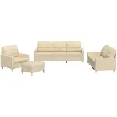 vidaXL Ensemble de canapés 4 pièces avec coussins Crème Tissu