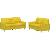 vidaXL Ensemble de canapés 2 pièces avec coussins Tissu jaune clair