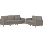 vidaXL Ensemble de canapés 2 pièces avec coussins Tissu Taupe