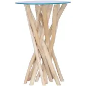 vidaXL Table basse avec plateau en verre 35x35x50 cm bois massif teck