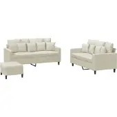 vidaXL Ensemble de canapés 3 pièces avec coussins Crème Velours