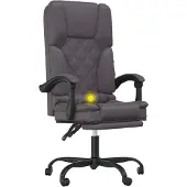 vidaXL Chaise de bureau avec fonction massage Gris Similicuir