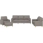 vidaXL Ensemble de canapés 4 pièces avec coussins Tissu Taupe