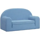 vidaXL Canapé-lit pour enfants 2 places Bleu Peluche douce