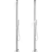 vidaXL Douche de jardin avec plaque de sol grise 225 cm acier inoxydable
