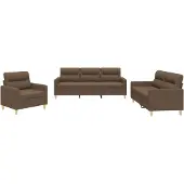 vidaXL Ensemble de canapés 3 pièces avec coussins Tissu brun