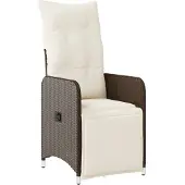vidaXL Fauteuil de jardin Réglable avec coussins Marron Poly Rattan