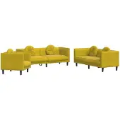 vidaXL Ensemble de canapés 3 pièces avec coussins Velours jaune