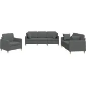 vidaXL Ensemble de canapés 3 pièces avec coussins Tissu gris foncé