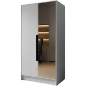 MargaretHadas24 Armoire Goya II 100 cm avec miroir (blanc, poignées noires)