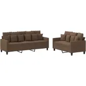 vidaXL Ensemble de canapés 2 pièces avec coussins Tissu brun