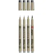 Bruynzeel Pigma Micron Fineliner Stylos techniques Grey 4 pièces