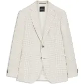 BOSS Veste Slim en lin à carreaux, coton et soie