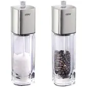 GEFU Dueto 18 CM Lot de 2 moulins a sel et a poivre en acrylique transparent