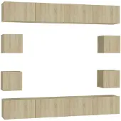 vidaXL Ensemble d'armoires TV 8 pièces en bois composite chêne Sonoma