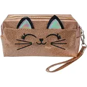 Juleeze Sac cosmétique chat doré 18x10 cm