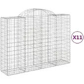 vidaXL Gabions avec arc surélevé 11pcs. 200x50x140/160cm Fer galvanisé