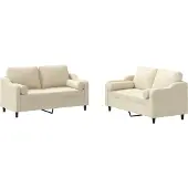 vidaXL Ensemble de canapés 2 pièces avec coussins Crème Tissu