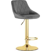 Leobert Tabouret De Bar - - Kast - Velours Gris/Base Dorée