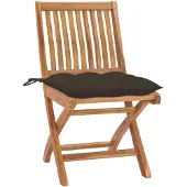vidaXL Chaises de jardin 2 pcs. avec coussin taupe teck massif
