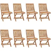 vidaXL Chaises de jardin pliantes avec coussins 8 pcs. Bois massif teck