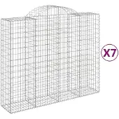 vidaXL Gabions avec arc surélevé 7 pcs. 200x50x160/180cm Fer galvanisé