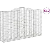 vidaXL Gabions avec arc surélevé 12 pcs 300x50x180/200cm Fer galvanisé