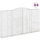vidaXL Gabions avec arc surélevé 4 pcs. 400x30x220/240cm Fer galvanisé