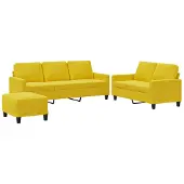 vidaXL Ensemble de canapés 3 pièces avec coussins Velours jaune
