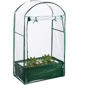 Relaxdays Serre de balcon , sac de culture, H x l x P : 153 x 89 x 49 cm, serre en film plastique, film PVC, acier, transparent/vert
